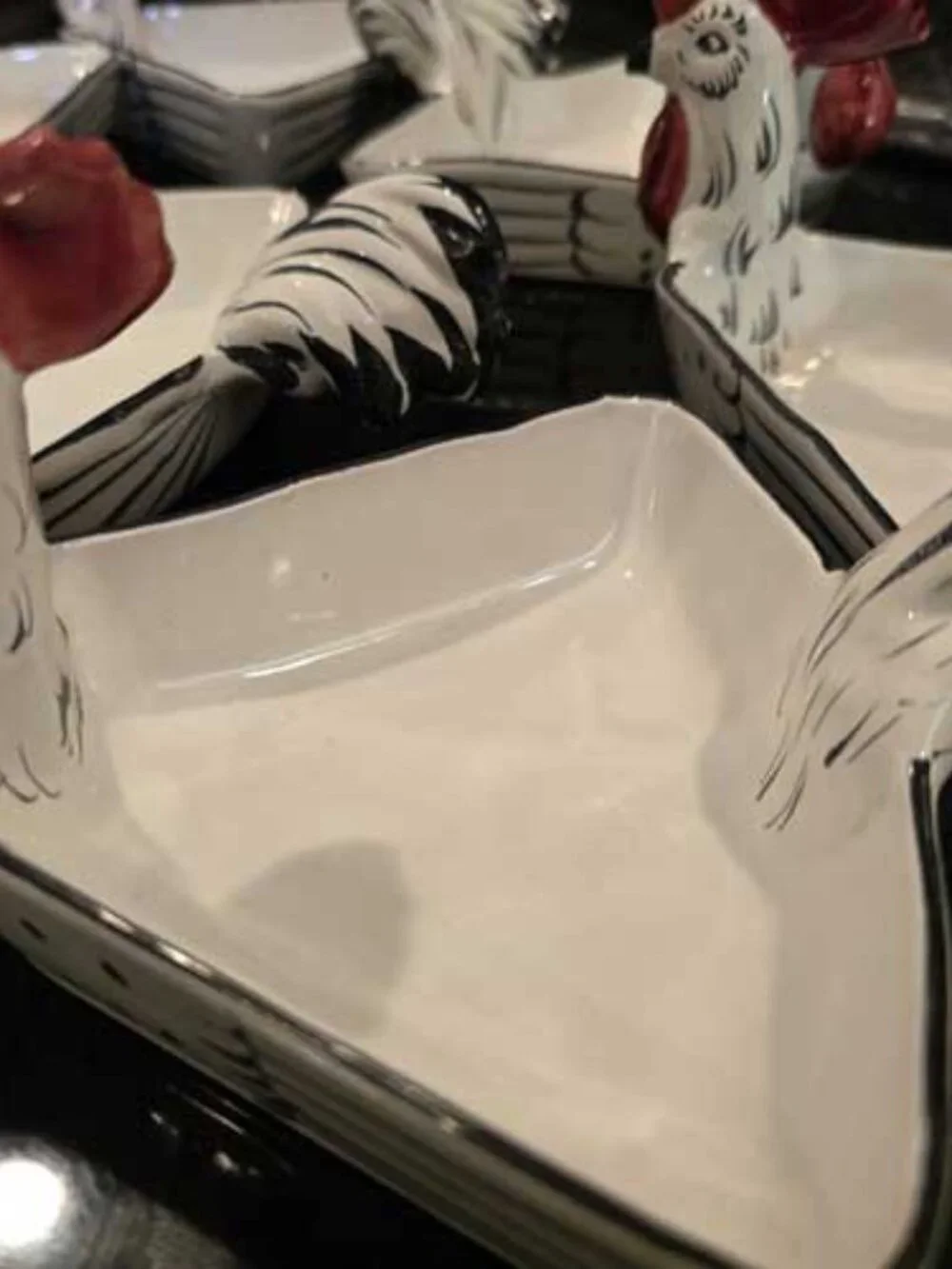 Vintage MCM Crudite Nut Relish Dish Set of 7+ Italian Pottery Rooster White